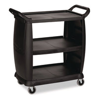 Bussing Cart, Plastic, 3 Shelves, 300 Lb Capacity, 18 X 36.25 X 38, Black