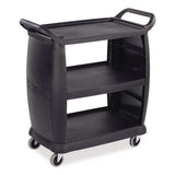 Bussing Cart, Plastic, 3 Shelves, 300 Lb Capacity, 18 X 36.25 X 38, Black