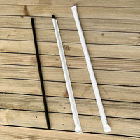 Wrapped Giant Straws, 10.25", Polypropylene, Black, 1,200/carton