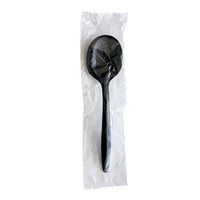 Mediumweight Wrapped Polypropylene Cutlery, Soup Spoon, Black, 1,000/carton