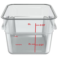 Squares Polycarbonate Food Storage Container, 6 Qt, 8.75 X 8.75 X 7.31, Clear, Plastic