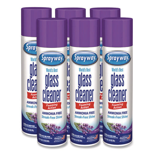 Glass Cleaner, Lavender, 19 Oz Aerosol Spray, 6/carton