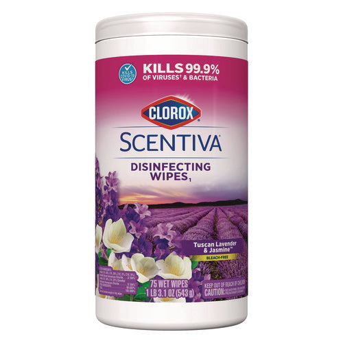 Scentiva Disinfecting Wipes, 7.75 X 7, Tuscan Lavender And Jasmine, 75/canister