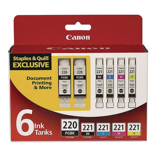 956115 (pgi-220, Pgi-221) Ink, 412 Page-yield, (2) Black/cyan/magenta/photo Black/yellow, 6/pack