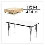Markerboard Activity Tables, Rectangular, 48" X 24" X 19" To 29", White Top, Black Legs, 4/pallet, Ships In 4-6 Business Days
