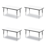 Markerboard Activity Tables, Rectangular, 48" X 24" X 19" To 29", White Top, Black Legs, 4/pallet, Ships In 4-6 Business Days