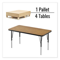 Adjustable Activity Table, Rectangular, 48" X 24" X 19" To 29", Med Oak Top, Black Legs, 4/pallet, Ships In 4-6 Business Days
