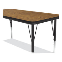 Adjustable Activity Table, Rectangular, 48" X 24" X 19" To 29", Med Oak Top, Black Legs, 4/pallet, Ships In 4-6 Business Days