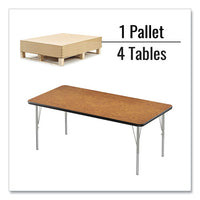 Adjustable Activity Table, Rectangular, 60" X 30" X 19" To 29", Med Oak Top, Black Legs, 4/pallet, Ships In 4-6 Business Days