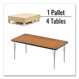 Adjustable Activity Table, Rectangular, 60" X 30" X 19" To 29", Med Oak Top, Black Legs, 4/pallet, Ships In 4-6 Business Days