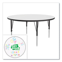 Dry Erase Markerboard Activity Tables, Round, 42" X 19" To 29", White Top, Black Legs, 4/pallet, Ships In 4-6 Business Days