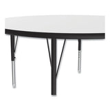 Dry Erase Markerboard Activity Tables, Round, 42" X 19" To 29", White Top, Black Legs, 4/pallet, Ships In 4-6 Business Days