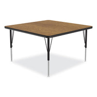 Adjustable Activity Tables, Square, 48" X 48" X 19" To 29", Medium Oak Top, Black Legs, 4/pallet, Ships In 4-6 Business Days