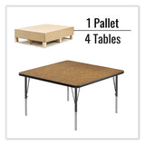 Adjustable Activity Tables, Square, 48" X 48" X 19" To 29", Medium Oak Top, Black Legs, 4/pallet, Ships In 4-6 Business Days