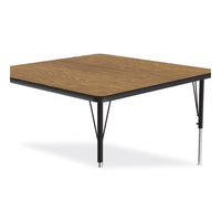 Adjustable Activity Tables, Square, 48" X 48" X 19" To 29", Medium Oak Top, Black Legs, 4/pallet, Ships In 4-6 Business Days