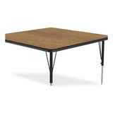 Adjustable Activity Tables, Square, 48" X 48" X 19" To 29", Medium Oak Top, Black Legs, 4/pallet, Ships In 4-6 Business Days