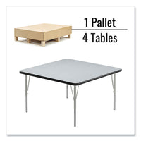 Adjustable Activity Tables, Square, 48" X 48" X 19" To 29", Gray Top, Silver Legs, 4/pallet, Ships In 4-6 Business Days