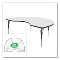 Markerboard Activity Table, Kidney Shape, 72" X 48" X 19" To 29", White Top, Black Legs, 4/pallet, Ships In 4-6 Business Days