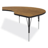 Adjustable Activity Tables, Kidney Shape, 72" X 48" X 19" To 29", Oak Top, Black Legs, 4/pallet, Ships In 4-6 Business Days