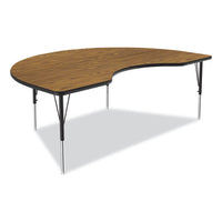 Adjustable Activity Tables, Kidney Shape, 72" X 48" X 19" To 29", Oak Top, Black Legs, 4/pallet, Ships In 4-6 Business Days