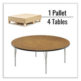 Height Adjustable Activity Tables, Round, 60" X 19" To 29", Medium Oak Top, Gray Legs, 4/pallet, Ships In 4-6 Business Days