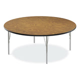 Height Adjustable Activity Tables, Round, 60" X 19" To 29", Medium Oak Top, Gray Legs, 4/pallet, Ships In 4-6 Business Days