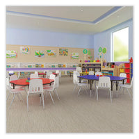 Height Adjustable Activity Tables, Round, 60" X 19" To 29", Medium Oak Top, Black Legs, 4/pallet, Ships In 4-6 Business Days