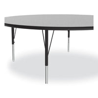 Height Adjustable Activity Table, Round, 60" X 19" To 29", Gray Granite Top, Black Legs, 4/pallet, Ships In 4-6 Business Days