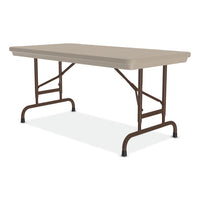 Adjustable Folding Table, Rectangular, 48" X 24" X 22" To 32", Mocha Top, Brown Legs, /pallet, Ships In 4-6 Business Days