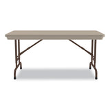 Adjustable Folding Table, Rectangular, 48" X 24" X 22" To 32", Mocha Top, Brown Legs, /pallet, Ships In 4-6 Business Days