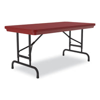 Adjustable Folding Table, Rectangular, 48" X 24" X 22" To 32", Red Top, Black Legs, 4/pallet, Ships In 4-6 Business Days