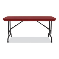 Adjustable Folding Table, Rectangular, 48" X 24" X 22" To 32", Red Top, Black Legs, 4/pallet, Ships In 4-6 Business Days