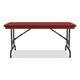 Adjustable Folding Table, Rectangular, 48" X 24" X 22" To 32", Red Top, Black Legs, 4/pallet, Ships In 4-6 Business Days