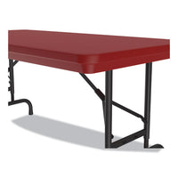 Adjustable Folding Table, Rectangular, 48" X 24" X 22" To 32", Red Top, Black Legs, 4/pallet, Ships In 4-6 Business Days