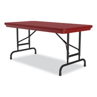Adjustable Folding Table, Rectangular, 48" X 24" X 22" To 32", Red Top, Black Legs, 4/pallet, Ships In 4-6 Business Days