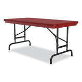 Adjustable Folding Table, Rectangular, 48" X 24" X 22" To 32", Red Top, Black Legs, 4/pallet, Ships In 4-6 Business Days