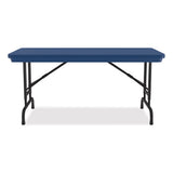 Adjustable Folding Table, Rectangular, 48" X 24" X 22" To 32", Blue Top, Black Legs, 4/pallet, Ships In 4-6 Business Days