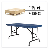 Adjustable Folding Table, Rectangular, 48" X 24" X 22" To 32", Blue Top, Black Legs, 4/pallet, Ships In 4-6 Business Days