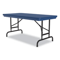 Adjustable Folding Table, Rectangular, 48" X 24" X 22" To 32", Blue Top, Black Legs, 4/pallet, Ships In 4-6 Business Days