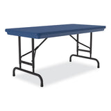 Adjustable Folding Table, Rectangular, 48" X 24" X 22" To 32", Blue Top, Black Legs, 4/pallet, Ships In 4-6 Business Days