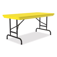 Adjustable Folding Table, Rectangular, 48" X 24" X 22" To 32", Yellow Top, Black Legs, 4/pallet, Ships In 4-6 Business Days