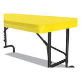 Adjustable Folding Table, Rectangular, 48" X 24" X 22" To 32", Yellow Top, Black Legs, 4/pallet, Ships In 4-6 Business Days