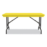 Adjustable Folding Table, Rectangular, 48" X 24" X 22" To 32", Yellow Top, Black Legs, 4/pallet, Ships In 4-6 Business Days