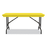 Adjustable Folding Table, Rectangular, 48" X 24" X 22" To 32", Yellow Top, Black Legs, 4/pallet, Ships In 4-6 Business Days
