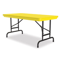 Adjustable Folding Table, Rectangular, 48" X 24" X 22" To 32", Yellow Top, Black Legs, 4/pallet, Ships In 4-6 Business Days