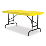 Adjustable Folding Table, Rectangular, 48" X 24" X 22" To 32", Yellow Top, Black Legs, 4/pallet, Ships In 4-6 Business Days