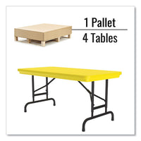 Adjustable Folding Table, Rectangular, 48" X 24" X 22" To 32", Yellow Top, Black Legs, 4/pallet, Ships In 4-6 Business Days