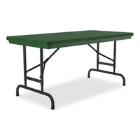 Adjustable Folding Table, Rectangular, 48" X 24" X 22" To 32", Green Top, Black Legs, 4/pallet, Ships In 4-6 Business Days