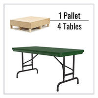 Adjustable Folding Table, Rectangular, 48" X 24" X 22" To 32", Green Top, Black Legs, 4/pallet, Ships In 4-6 Business Days