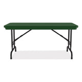 Adjustable Folding Table, Rectangular, 48" X 24" X 22" To 32", Green Top, Black Legs, 4/pallet, Ships In 4-6 Business Days